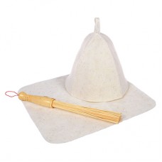 Набор подарочный 3 предмета в п/п пакете (веник бамбуковый, коврик, шапка) Банные штучки 